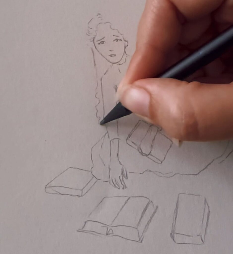 Vorzeichnung mit Bleistift